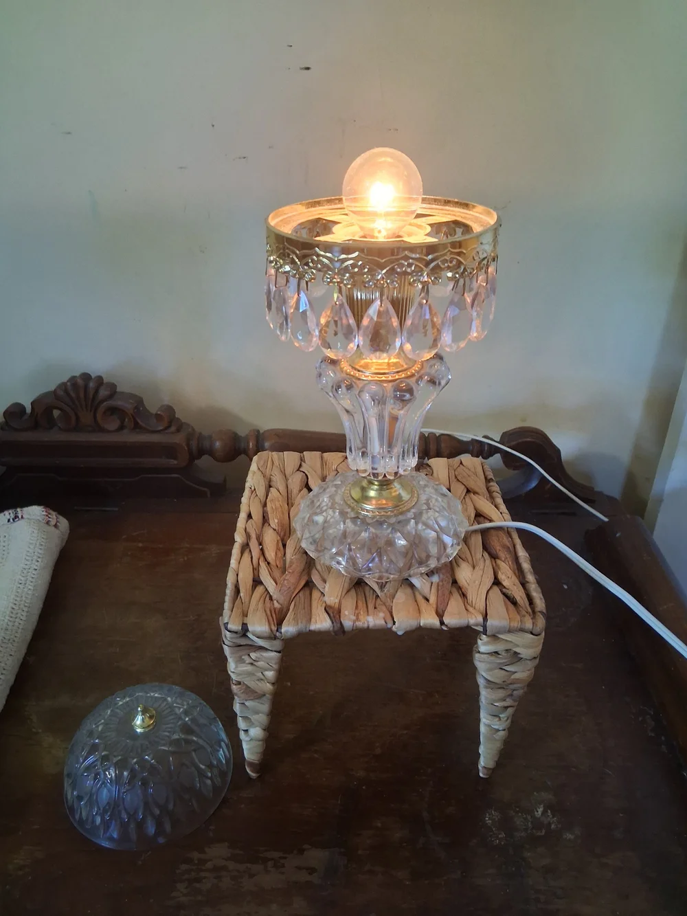 Vintage Michelotti Crystal Boudoir Parlor Lamp